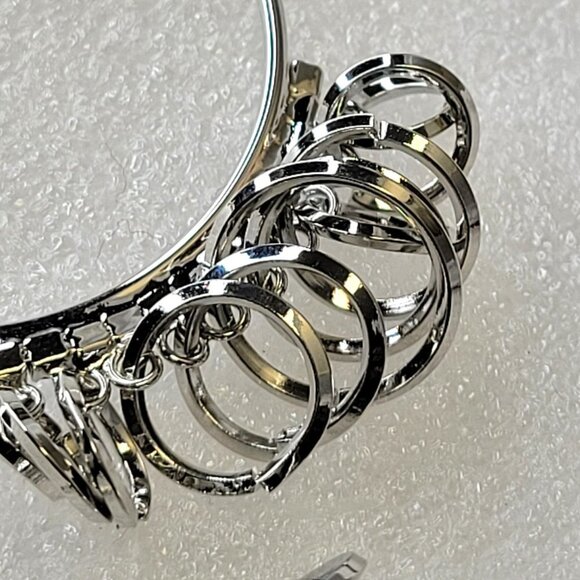 Silver Tone Hoops With Rings - Picture 5 of 14